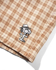 Peanuts Spike Work Shorts, Sandstone Plaid