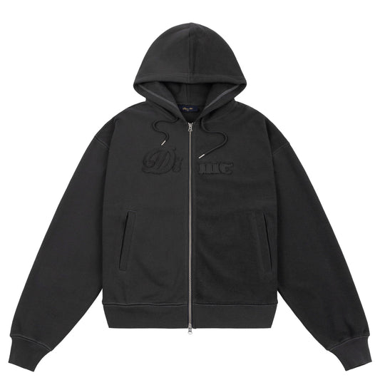 Reverse French Terry Zip Hoodie, Vintage Black