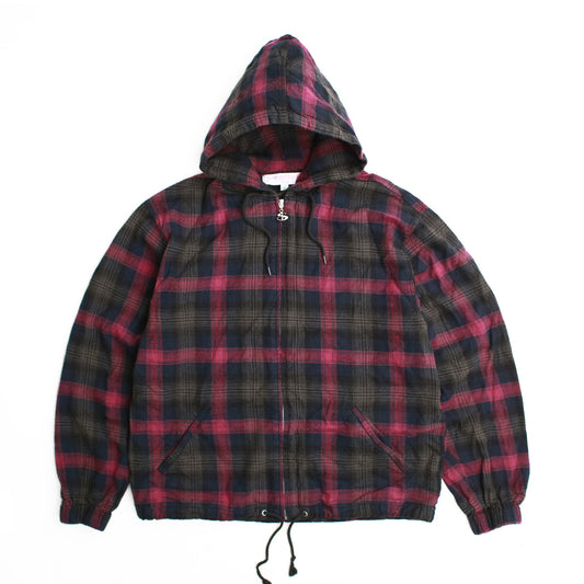 Tartan Zip-Thru Pullover Hood, Burnt Red
