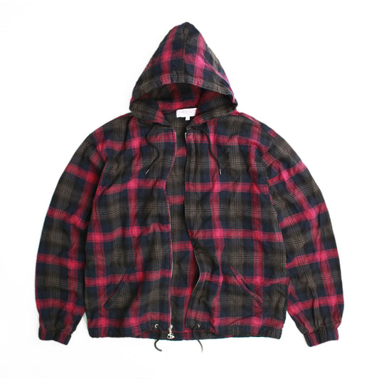 Tartan Zip-Thru Pullover Hood, Burnt Red