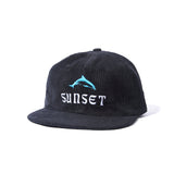 Sunset Corduroy Dolphin Logo Hat, Black
