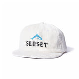 Sunset Corduroy Dolphin Logo Hat, White