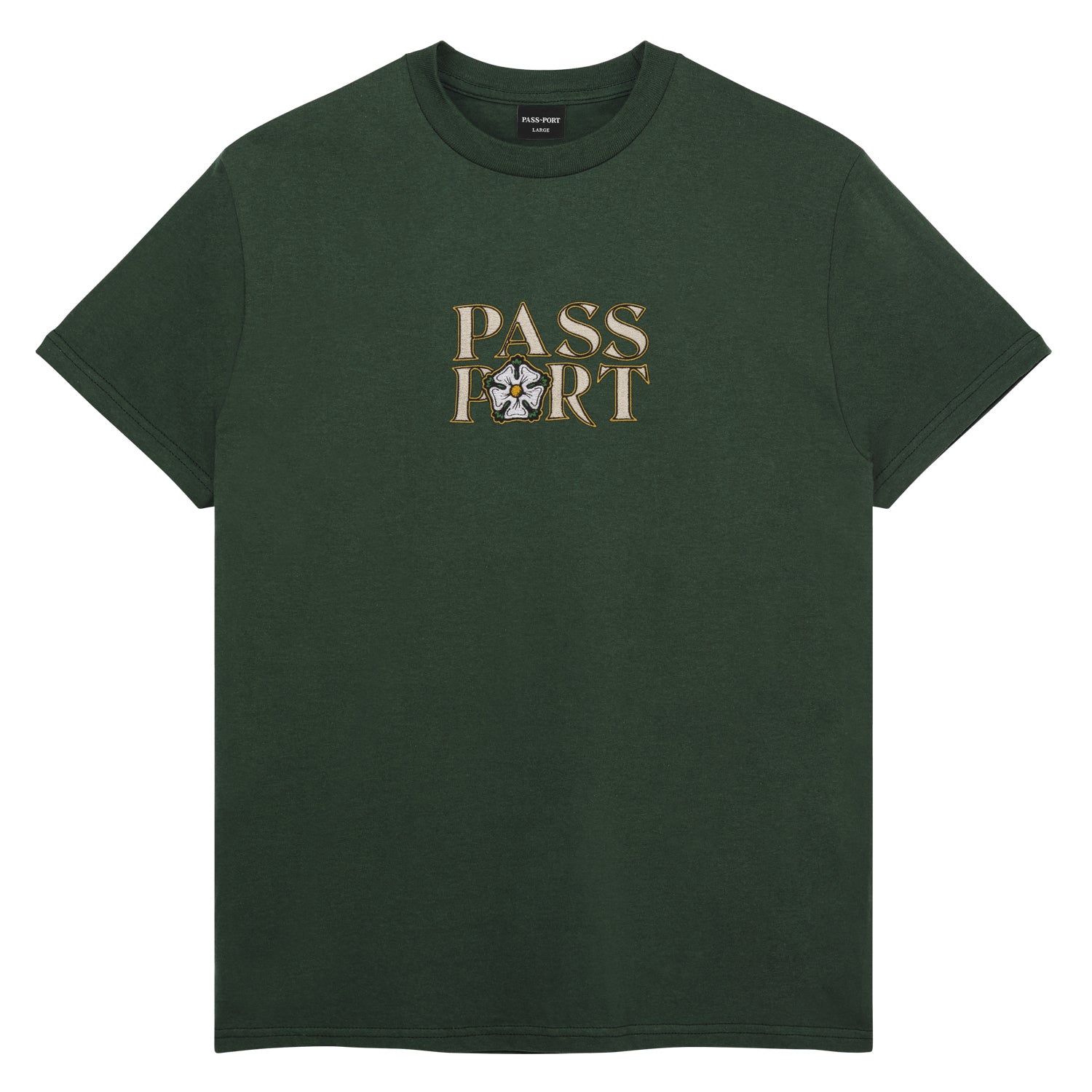 Rosa Embroidery Tee, Forest Green