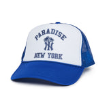 NY Palm Logo Trucker Cap, Blue