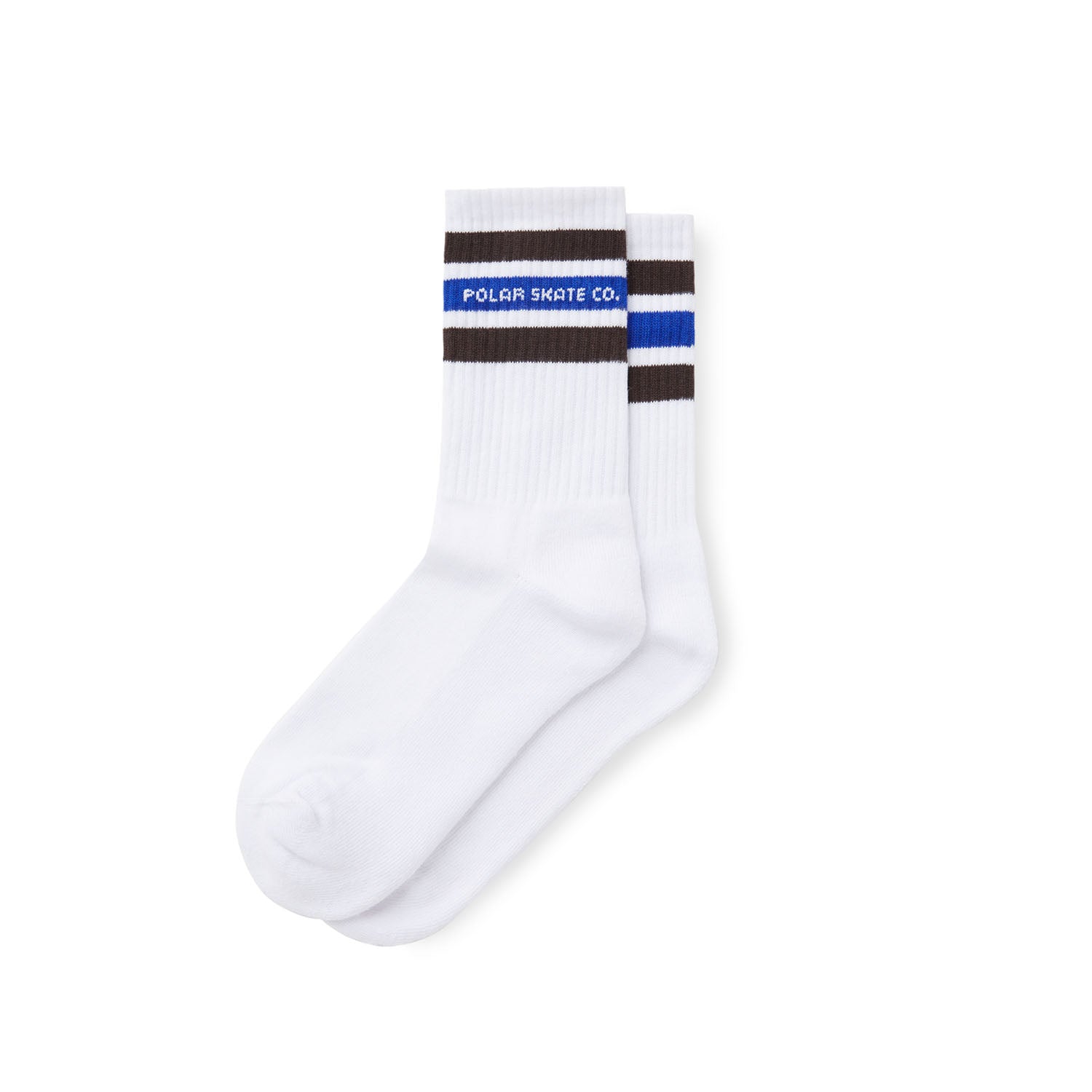Fat Stripe Socks, White / Brown / Blue